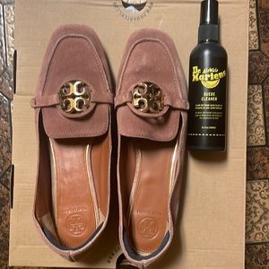 Tory Burch MILLER METAL-LOGO LOAFER, SUEDE (Malva Color)